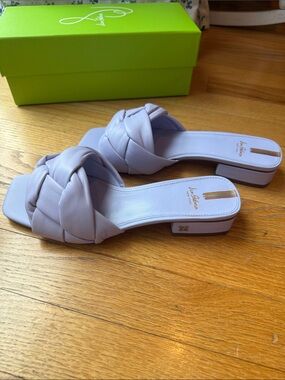 Sam Edelman Lavender Braided Leather Slide Mules